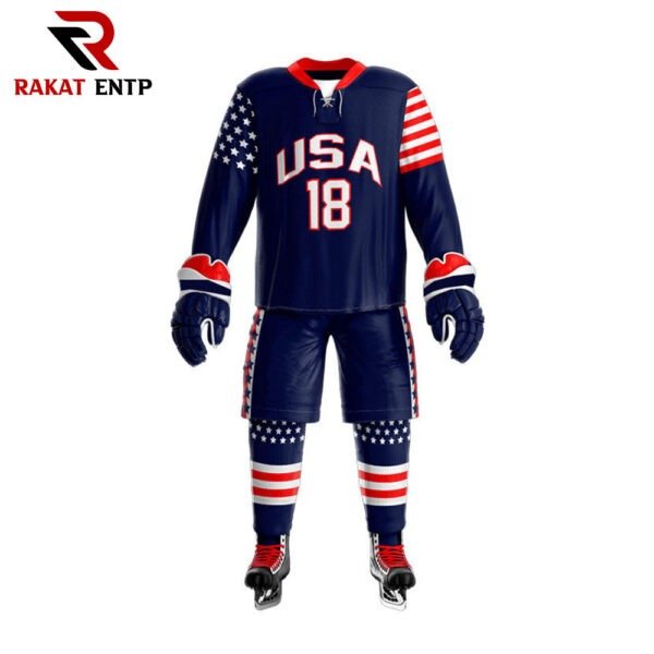 Custom Country Name Sublimated USA Ice Hockey Uniform